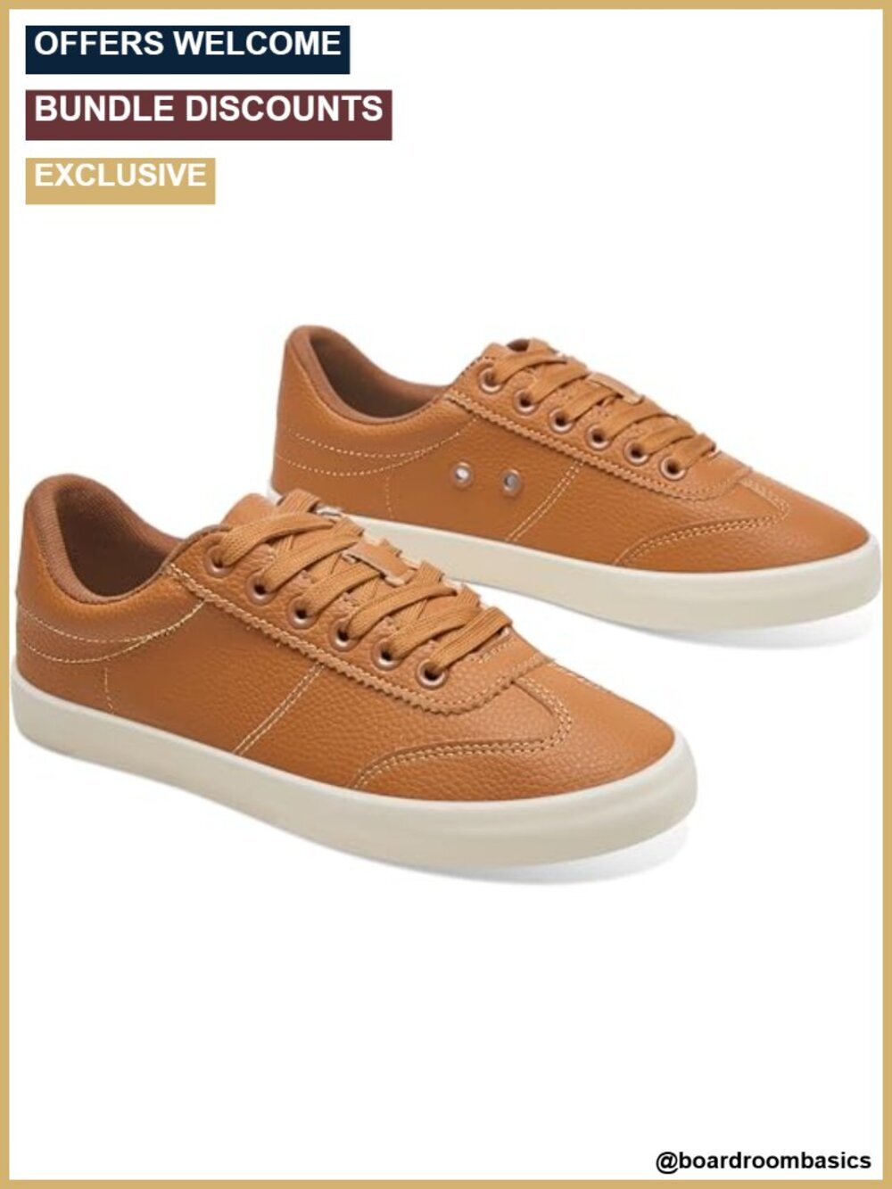 Women's Faux-Leather Vintage Court Sneakers Low Top Gum Sole Walking Shoes